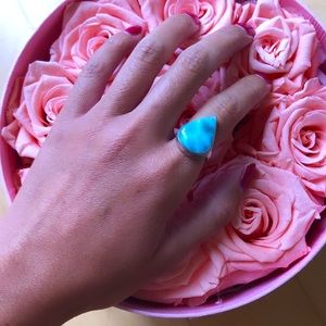 💧Larimar stone teardrop ring💧 with sterling silver size 6